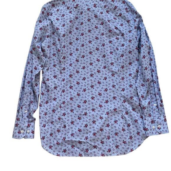 Bonobos Tailored Slim Fit Blue Stripe/Floral Print Long Sleeve Button Down 16/35 - Picture 4 of 8